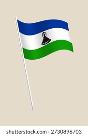 Bandeira de Lesoto ilustração vetorial acenando em um mastro, isolado em um fundo neutro representando o orgulho nacional.