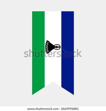 Flag of Lesotho. Lesotho vertical flag icon digital vector illustration. The hanging flag.