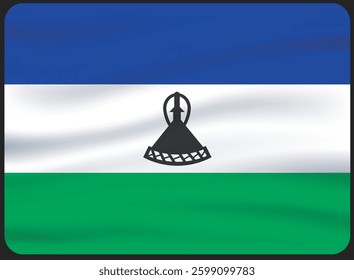 The flag of Lesotho.Waving Flag icon. Standard color. Standard size. A rectangular flag. Computer illustration. Digital illustration. Vector illustration