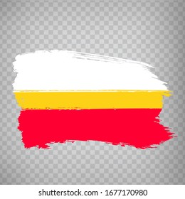 Flag of  Lesser Poland  from brush strokes. Flag of Lesser Poland Voivodeship on transparent background for your web site design, app, UI.  Republic of Poland. Stock vector.  EPS10.