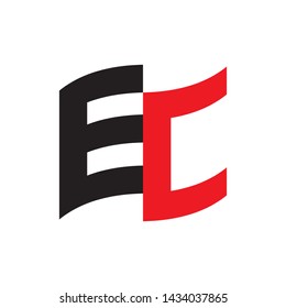 Flag with letter EC logo design vector