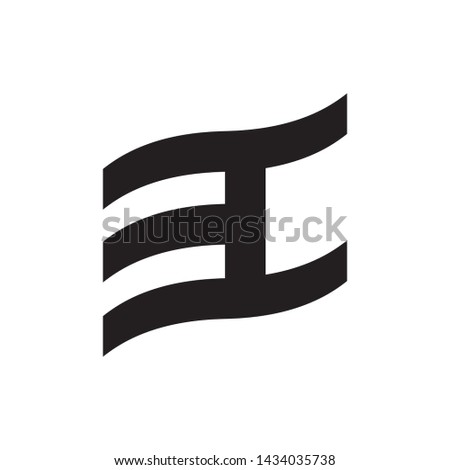 Flag with letter EC logo design vector