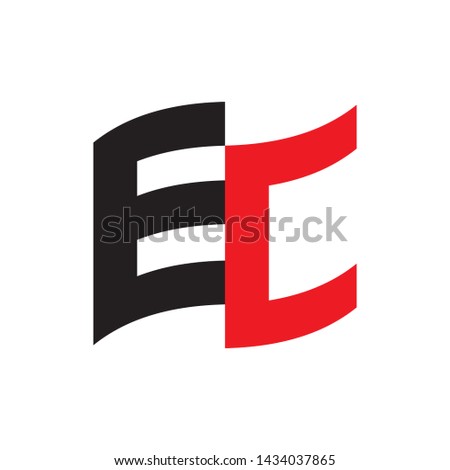 Flag with letter EC logo design vector