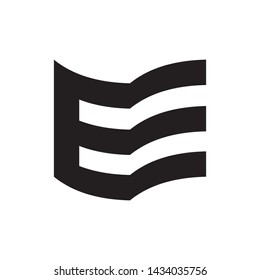 Flag with letter EE logo design vector