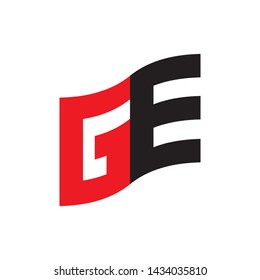 Flag with letter GE logo design vector