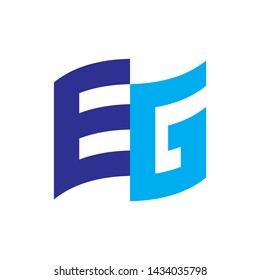 Flag with letter EG logo design vector
