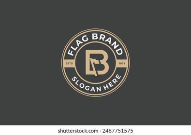 bandera con la marca del logotipo de la letra Vector premium