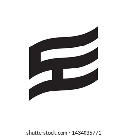 Flag with letter SE logo design vector