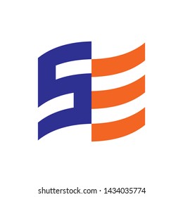 Flag with letter SE logo design vector