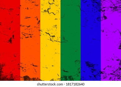 Flag LGBT with grunge texture. LGBT pride month background. Poster, card, banner 