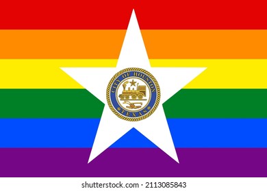 Flag Of LGBT Houston, Texas Pride Vector Background.