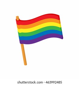 Flag LGBT icon in cartoon style isolated on white background. Tolerance symbol