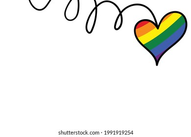 Icono de la bandera LGBT, marco decorativo, borde de gotas con corazones. Diseño de plantilla, ilustración vectorial. El amor gana. Símbolo LGBT en colores arcoiris. Colección del orgullo gay. Copiar espacio.