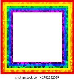 Flag LGBT icon, polygonal squared frame. Template design, vector stock illustration. Love wins. LGBT logo symbol in rainbow colors. Gay pride collection.