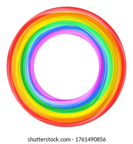 Flag LGBT icon, round frame. Template design, vector illustration. Love wins. LGBT logo symbol in rainbow colors. Gay pride collection.