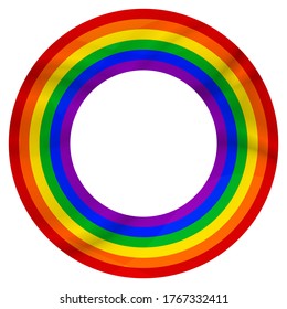 Flag LGBT icon, round frame. Template design, vector illustration. Love wins. LGBT logo symbol in rainbow colors. Gay pride collection.