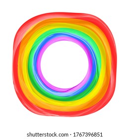 Flag LGBT icon, round frame. Template design, vector illustration. Love wins. LGBT logo symbol in rainbow colors. Gay pride collection.