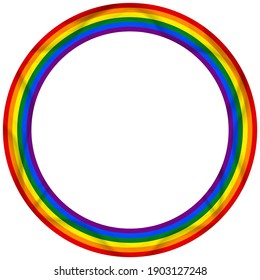 Flag LGBT icon, round frame. Template design, vector illustration. Love wins. LGBT logo symbol in rainbow colors. Gay pride collection.