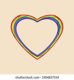 Flag LGBT icon, round frame. Template design, vector illustration. Love wins. LGBT heart symbol in rainbow colors. Gay pride collection.