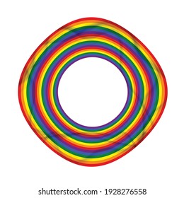 Flag LGBT icon, round frame. Template design, vector illustration. Love wins. LGBT symbol in rainbow colors. Gay pride collection.