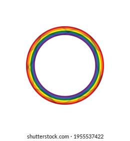 Flag LGBT icon, round frame. Template design, vector illustration. Love wins. LGBT symbol in rainbow colors. Gay pride collection.