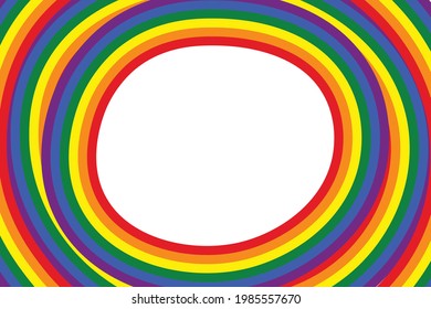 Icono de la bandera LGBT, marco redondo. Diseño de plantilla, ilustración vectorial. El amor gana. Símbolo LGBT en colores arcoiris. Colección del orgullo gay.