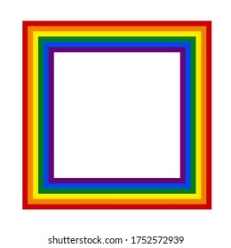 Icono de la bandera LGBT, marco cuadrado. Diseño de plantilla, ilustración de material vectorial. El amor gana. Símbolo del logo LGBT en colores arcoiris. Colección del orgullo gay.