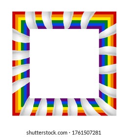 Flag LGBT icon, squared frame. Template design, vector stock illustration. Love wins. LGBT logo symbol in rainbow colors. Gay pride collection.
