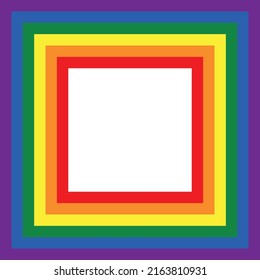 Flag LGBT icon, squared frame. Template design, vector illustration. Love wins. LGBT symbol in rainbow colors. Gay pride collection. Copy space.