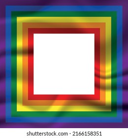 Icono de la bandera LGBT, marco cuadrado. Diseño de plantilla, ilustración vectorial. El amor gana. Símbolo LGBT en colores arcoiris. Colección del orgullo gay. Copiar espacio.
