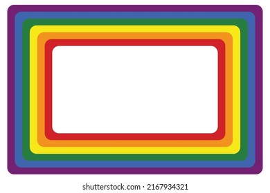 Icono de la bandera LGBT, marco cuadrado. Diseño de plantilla, ilustración vectorial. El amor gana. Símbolo LGBT en colores arcoiris. Colección del orgullo gay. Copiar espacio.