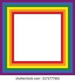 Icono de la bandera LGBT, marco cuadrado. Diseño de plantilla, ilustración vectorial. El amor gana. Símbolo LGBT en colores arcoiris. Colección del orgullo gay. Copiar espacio.