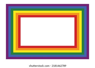 Flag LGBT icon, squared frame. Template design, vector illustration. Love wins. LGBT symbol in rainbow colors. Gay pride collection. Copy space.