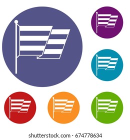 Flag LGBT icons set in flat circle reb, blue and green color for web