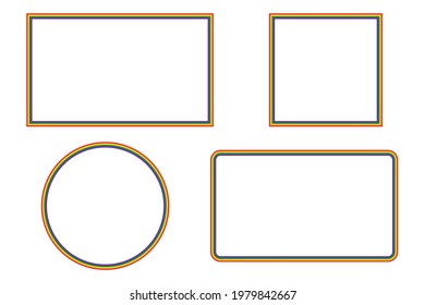 Flag LGBT Icons, Set With Round And Squared Frames. Template Border, Vector Illustration. Love Wins. LGBT Symbols In Rainbow Colors. Gay Pride Collection.