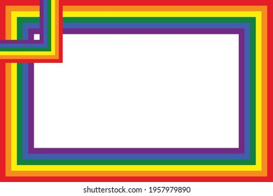 Flag LGBT Icons, Squared Frame. Template Border, Vector Illustration. Love Wins. LGBT Symbols In Rainbow Colors. Gay Pride Collection.