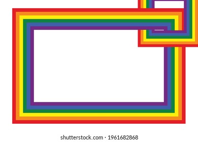 Flag LGBT icons, squared frame. Template border, vector illustration. Love wins. LGBT symbols in rainbow colors. Gay pride collection.