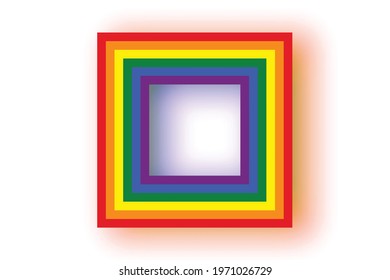 Flag LGBT icons, squared frame. Template border, vector illustration. Love wins. LGBT symbols in rainbow colors. Gay pride collection.