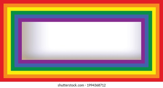 Flag LGBT icons, squared frame. Template border, vector illustration. Love wins. LGBT symbols in rainbow colors. Gay pride collection.