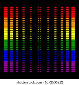 Flag of LGBT on black background, abstract lines of different colors, vector