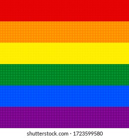 Indicar icono, botón o placa LGBT. Diseño de plantilla, ilustración vectorial. El amor gana. Símbolo del logo LGBT en colores arcoiris. Fondo textil del orgullo gay. 