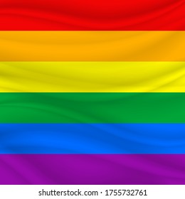 Flag LGBT squared icon, badge or button. Template design, vector illustration. Love wins. LGBT logo symbol in rainbow colors. Gay pride collection. Textile background.