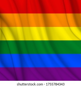 Flag LGBT squared icon, badge or button. Template design, vector illustration. Love wins. LGBT logo symbol in rainbow colors. Gay pride collection. Textile background.