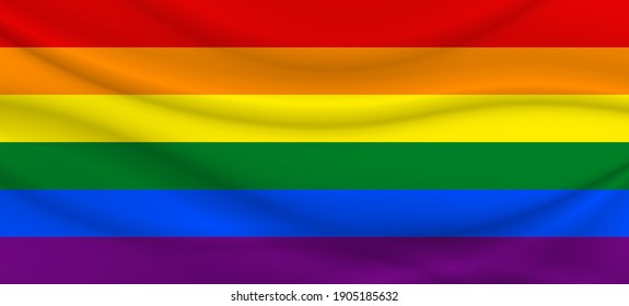 Flag LGBT squared icon, badge or button. Template design, vector illustration. Love wins. LGBT symbol in rainbow colors. Gay pride textile background.