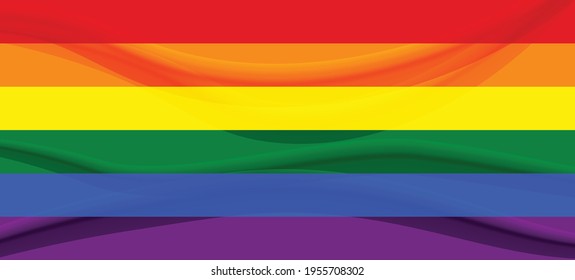 Flag LGBT squared icon, badge or button. Template design, vector illustration. Love wins. LGBT symbol in rainbow colors. Gay pride textile background.