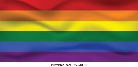 Flag LGBT squared icon, badge or button. Template design, vector illustration. Love wins. LGBT symbol in rainbow colors. Gay pride textile background.