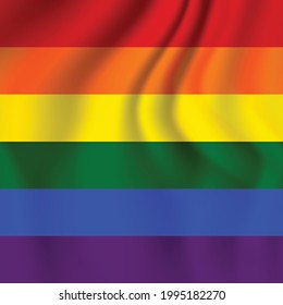 Flag LGBT squared icon, badge or button. Template design, vector illustration. Love wins. LGBT symbol in rainbow colors. Gay pride textile background.