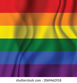 Flag LGBT squared icon, badge or button. Template design, vector illustration. Love wins. LGBT symbol in rainbow colors. Gay pride textile background.