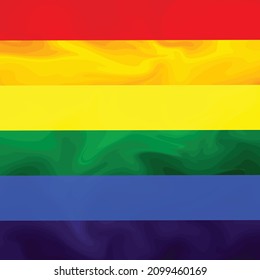 Flag LGBT squared icon, badge or button. Template design, vector illustration. Love wins. LGBT symbol in rainbow colors. Gay pride textile background.