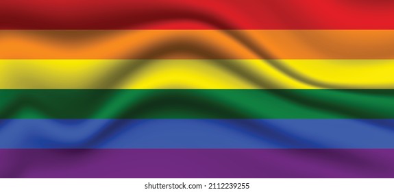 Flag LGBT squared icon, badge or button. Template design, vector illustration. Love wins. LGBT symbol in rainbow colors. Gay pride textile background.